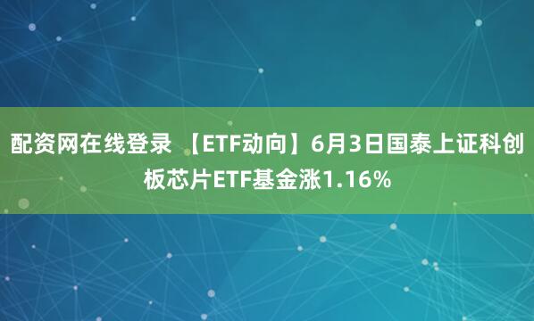 配资网在线登录 【ETF动向】6月3日国泰上证科创板芯片ETF基金涨1.16%